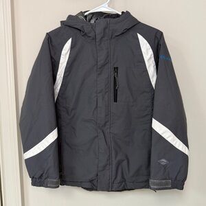 Columbia: Kids Omni Heat Gray / Ivory Insulated Hooded Winter Jacket, 10/12